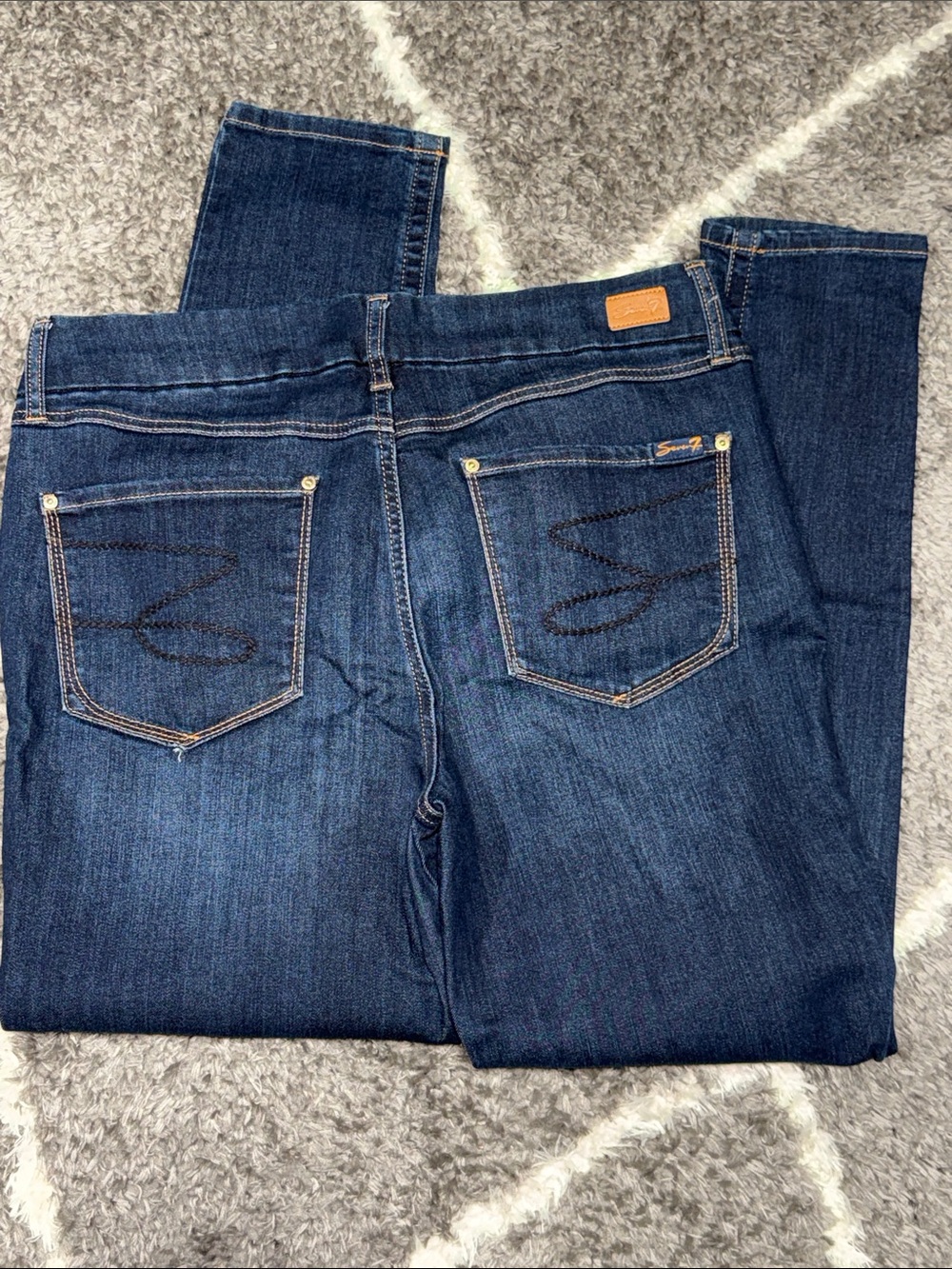 Size 12 Seven7 Tummyless High Rise Skinny Dark Blue Skinny Jeans